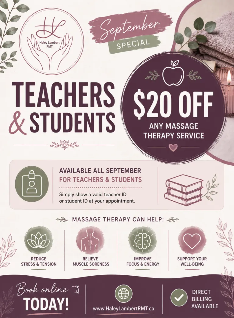 Teachers & Students massage therapy Promo Sept 2026
